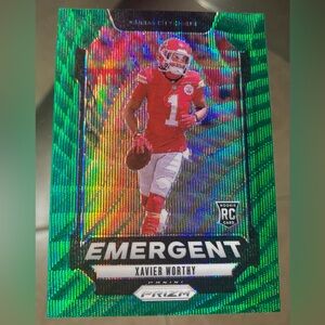 2024 Panini Prizm Xavier Worthy Emergent RC Green Wave Rookie #7 Chiefs